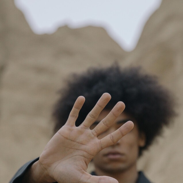 Person showing stop gesture
