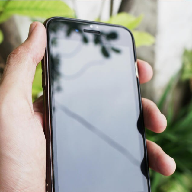 Hand holding smartphone